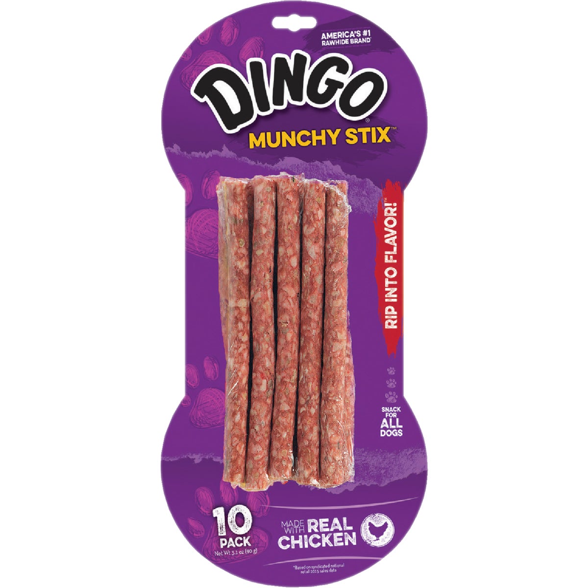 Dingo Munchy Stix Chicken Stick 5 In. Rawhide Chew (10-Pack)
