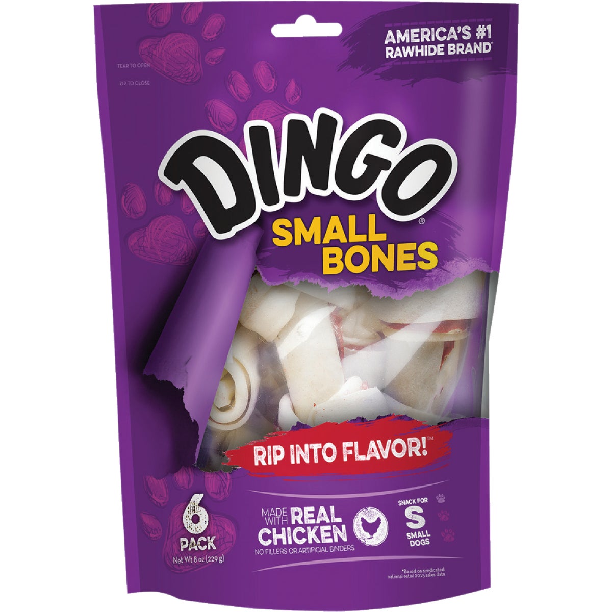 Dingo Meat Jerky Bone 4 In. Rawhide Chew, (6-Pack)
