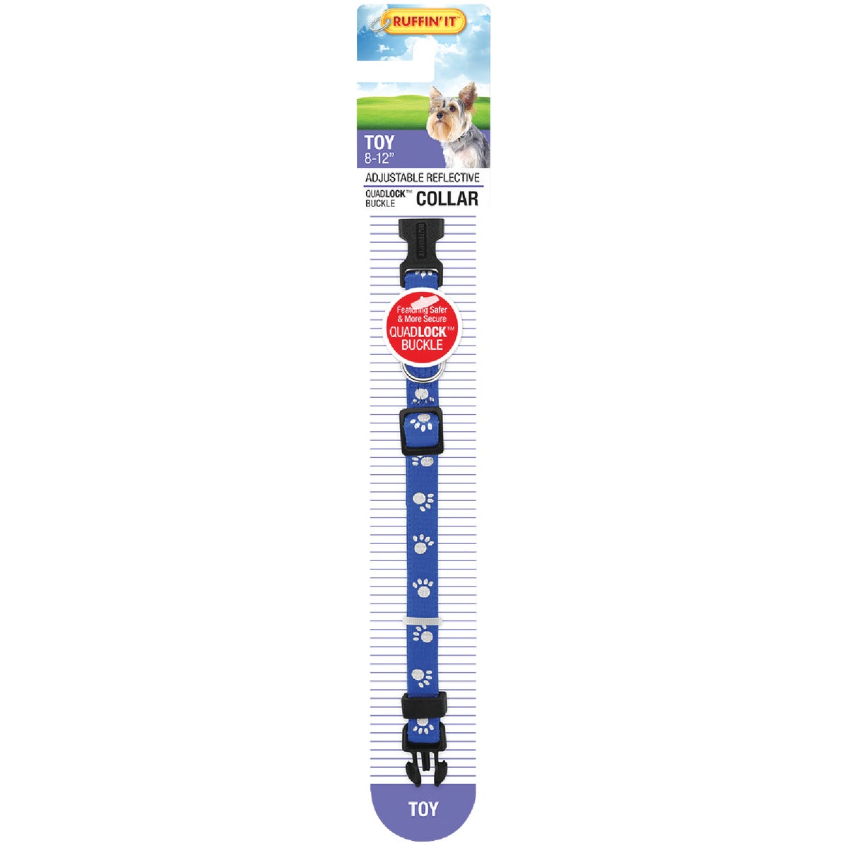 Westminster Pet Ruffin' it Reflective 8 In. to 12 In. Nylon Paw Print Dog Collar