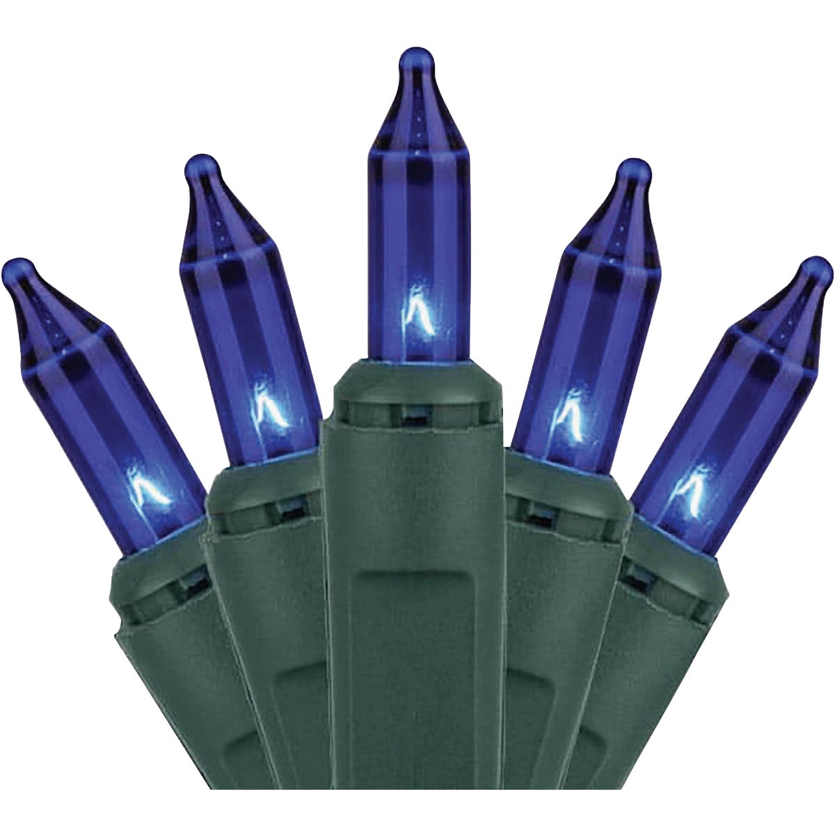 J Hofert Blue 50-Bulb Mini Incandescent String Light Set with Green Wire