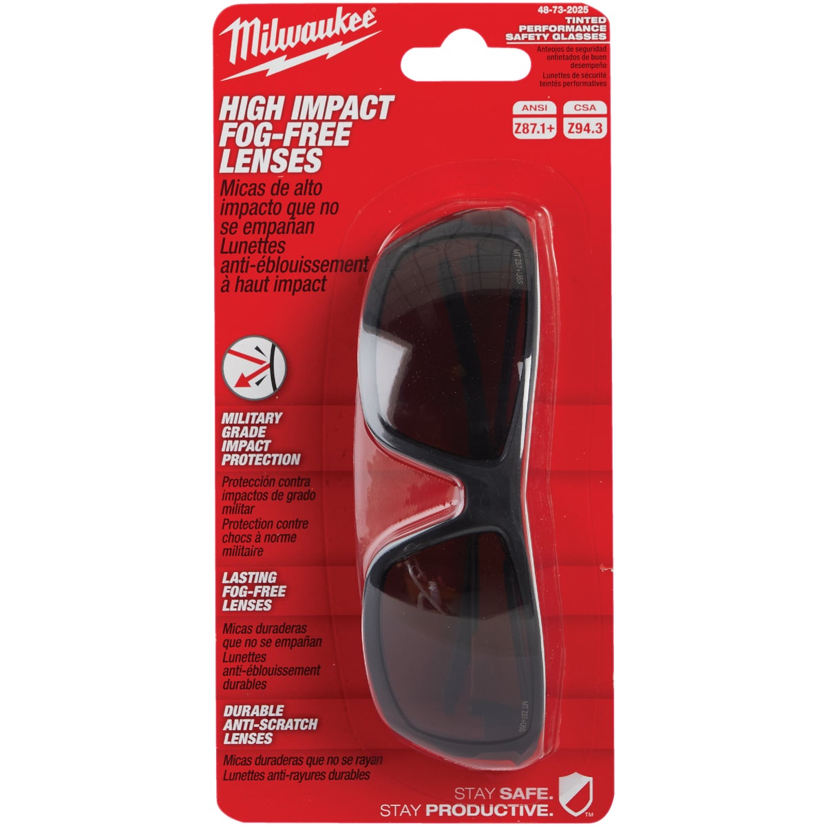 Milwaukee Red & Black Frame High Performance Safety Glasses with Tinted Lenses