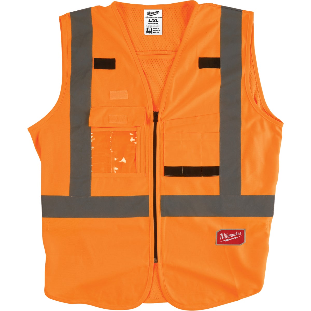Milwaukee ANSI Class 2 Hi Vis Orange Safety Vest L/XL