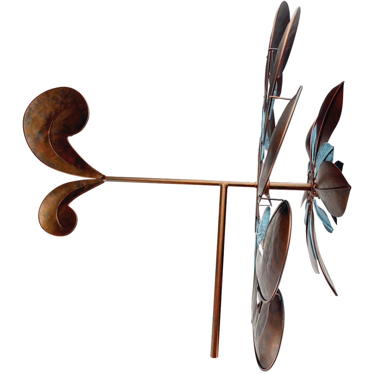 Red Carpet Studios 72 In. Blue & Bronze Metal Swirl Flower Windmill