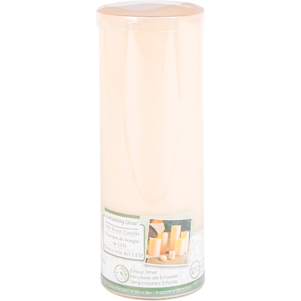 Gerson Everlasting Glow 8 In. H. x 3 In. Dia. Bisque Resin Flameless Candle