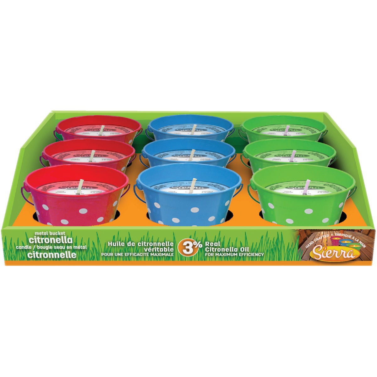 Sierra 10.4 Oz. Citronella Candle in Metal Polka Dot Bucket