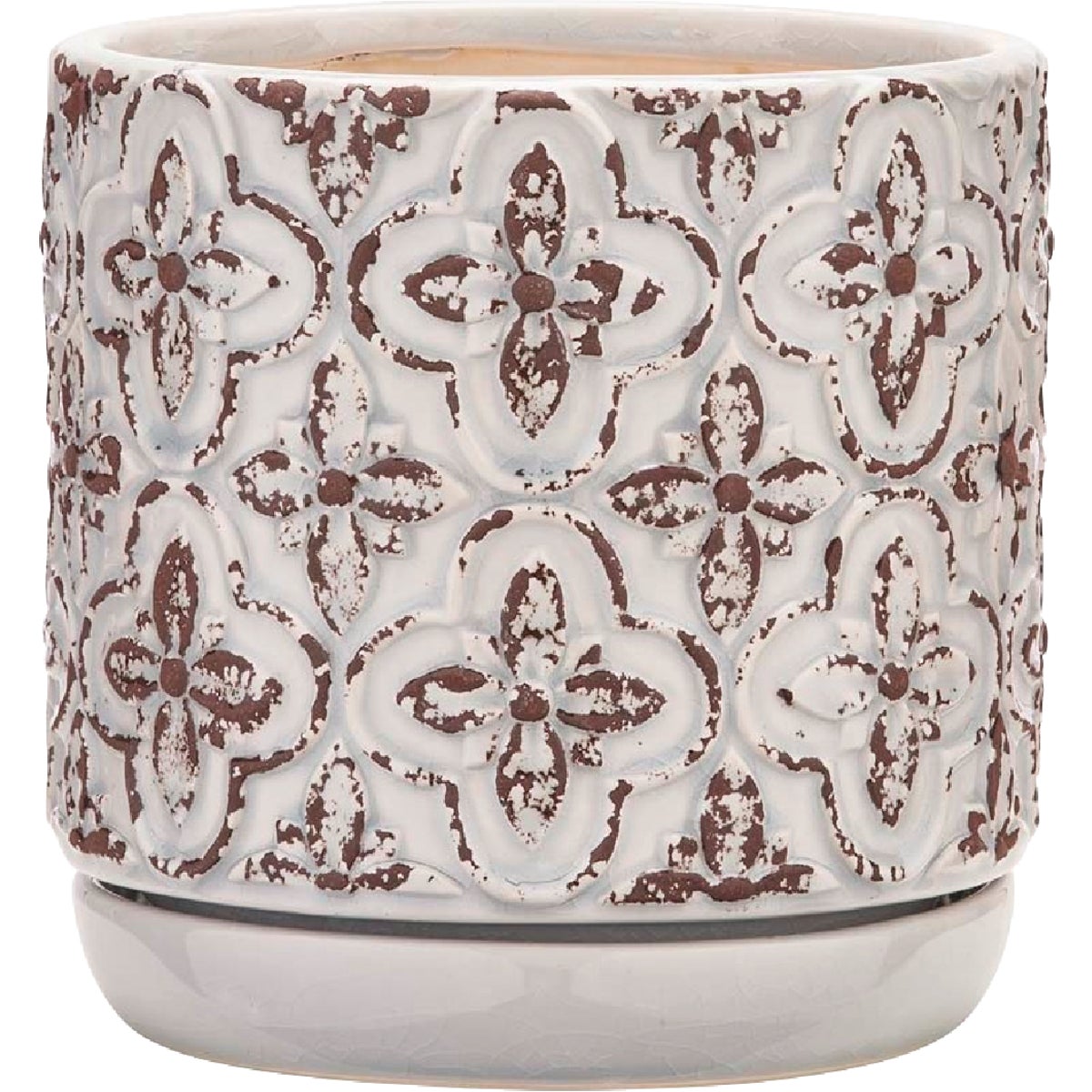 Southern Patio French Rustic 6 In. Ceramic White Planter