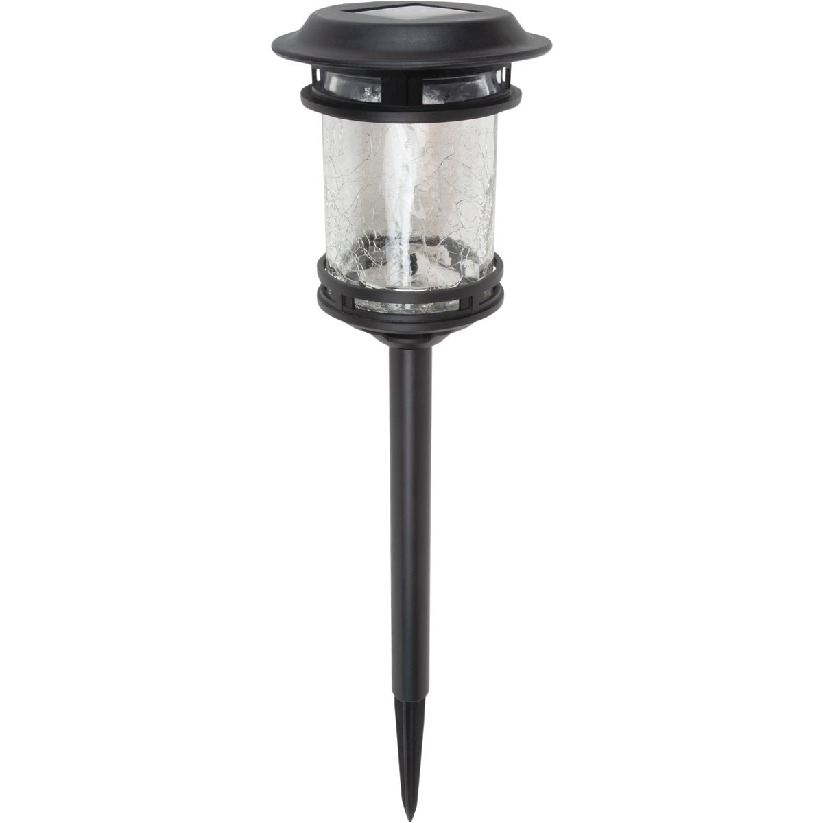 Moonrays Black 10 Lumens Plastic & Crackle Glass Solar Cylinder Stake Light