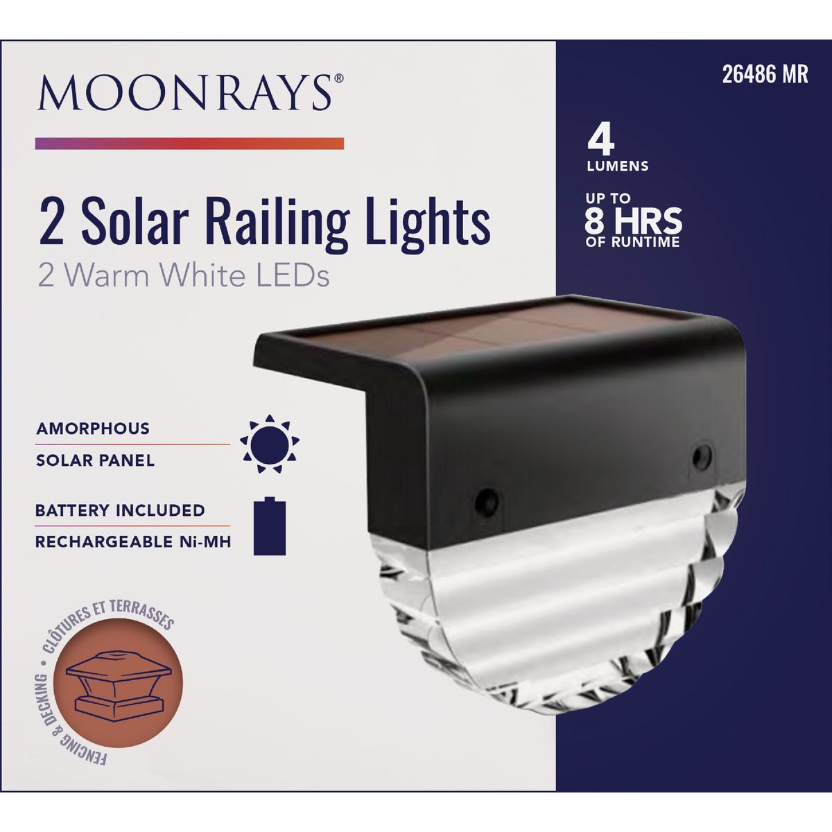 Moonrays 3.54 In. L. Black LED Solar Railing Light (2-Pack)