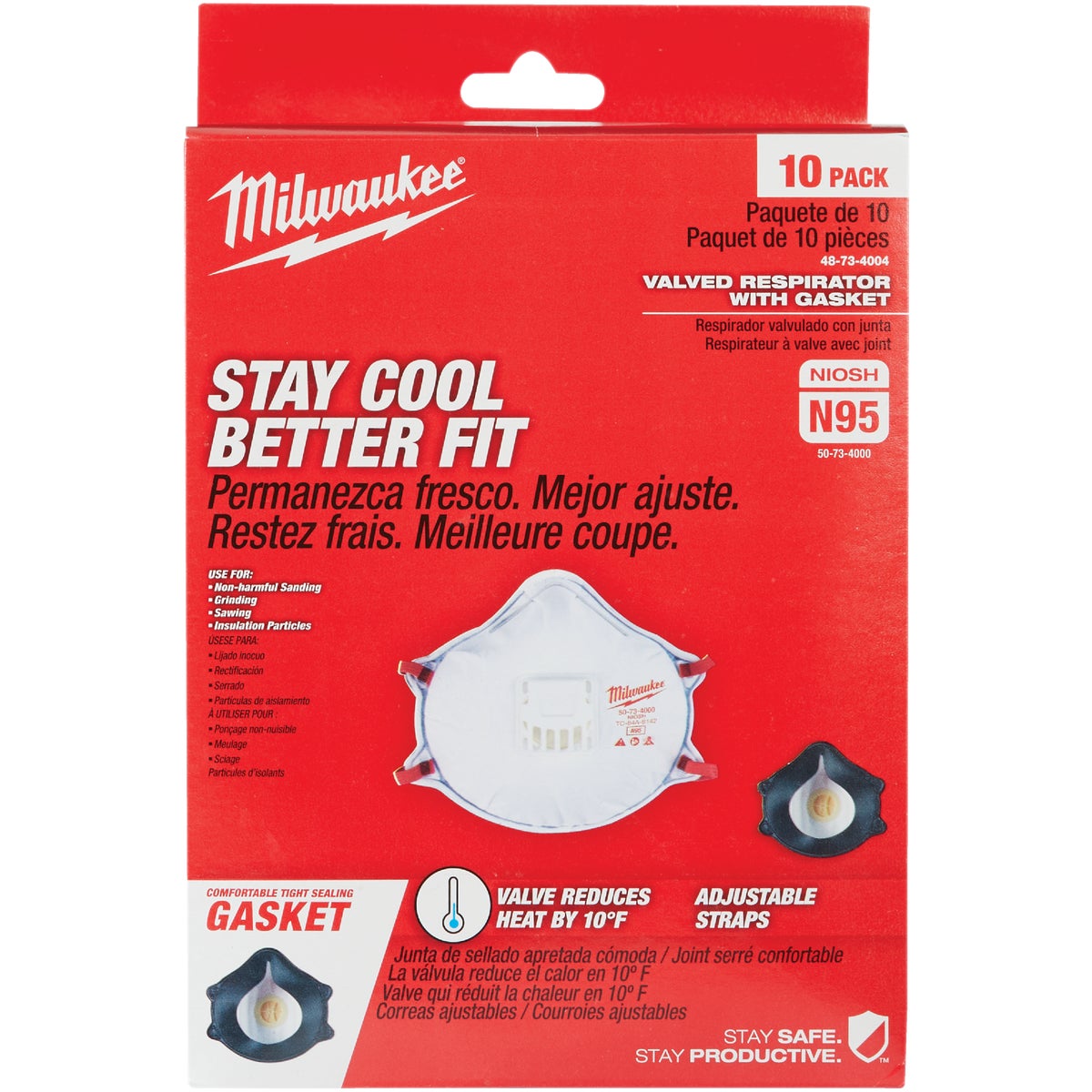 Milwaukee Disposable N95 Valved Respirator with Gasket (10-Pack)