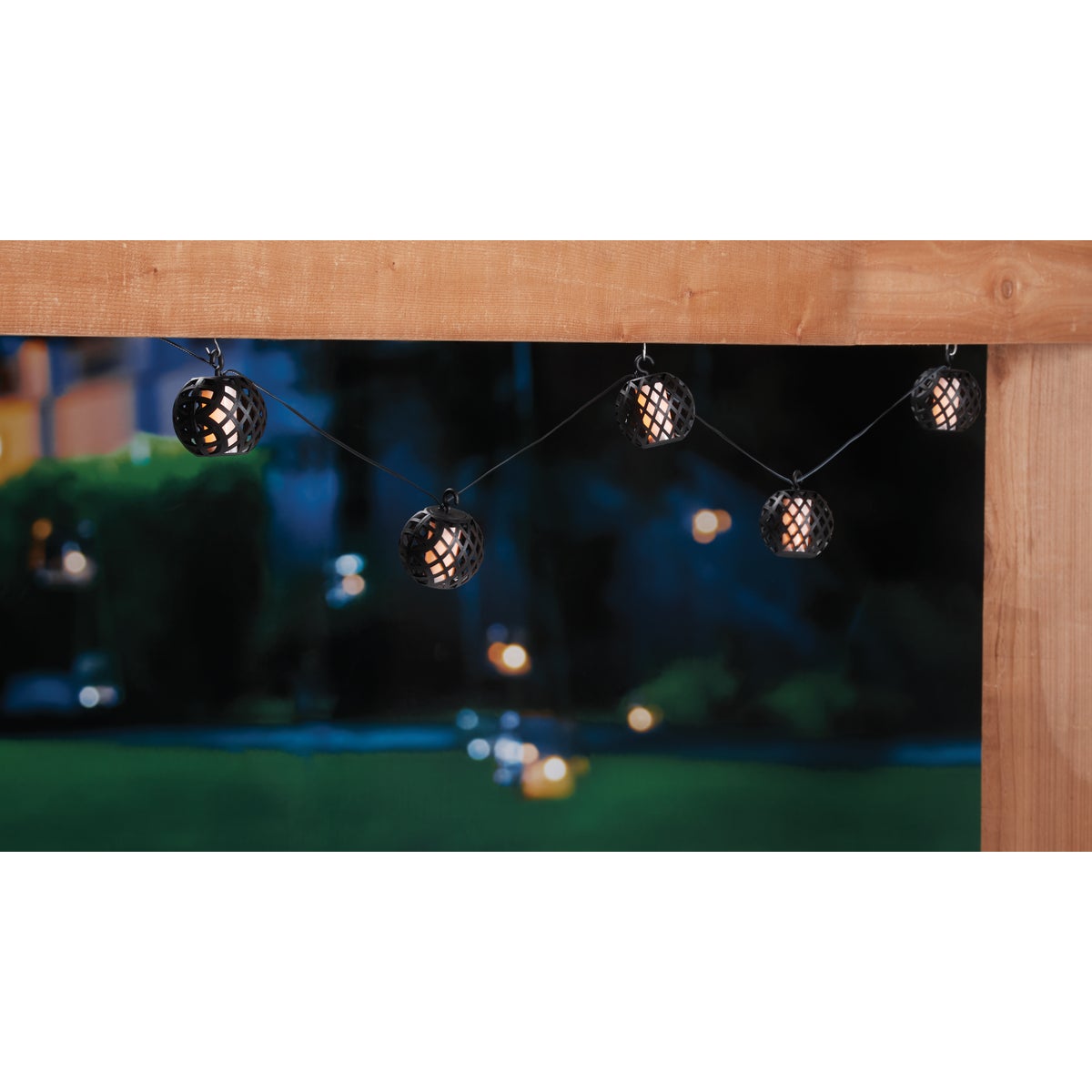 Outdoor Expressions 126 In. 5-Light Solar Flame String Light Set