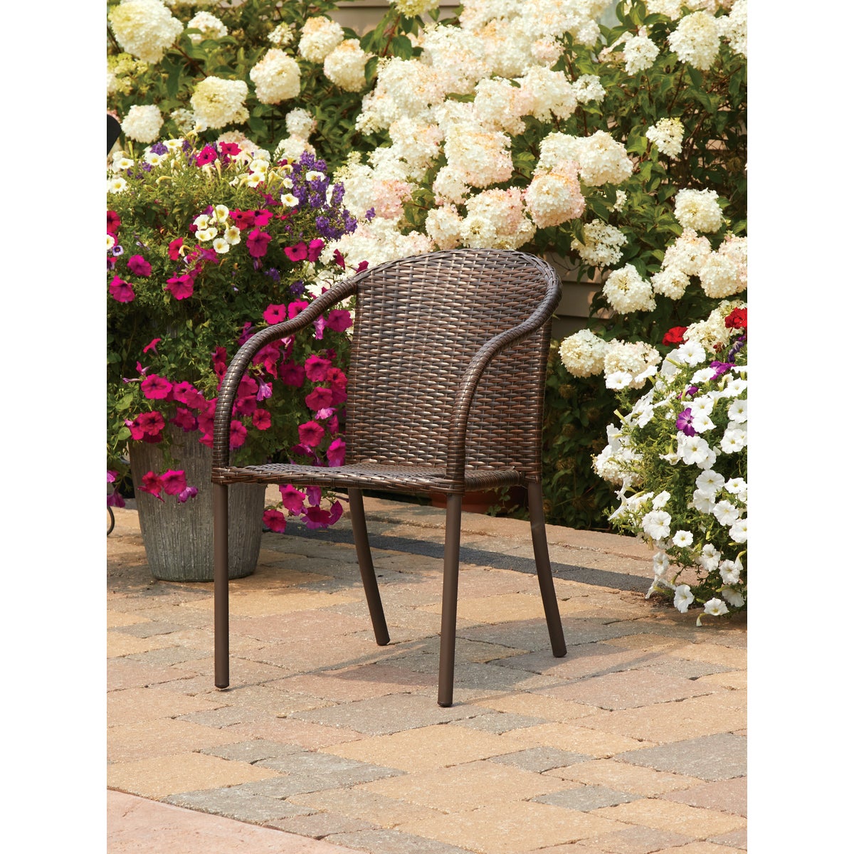 Coronado Casuals Brown Steel Frame Wicker Stackable Chair
