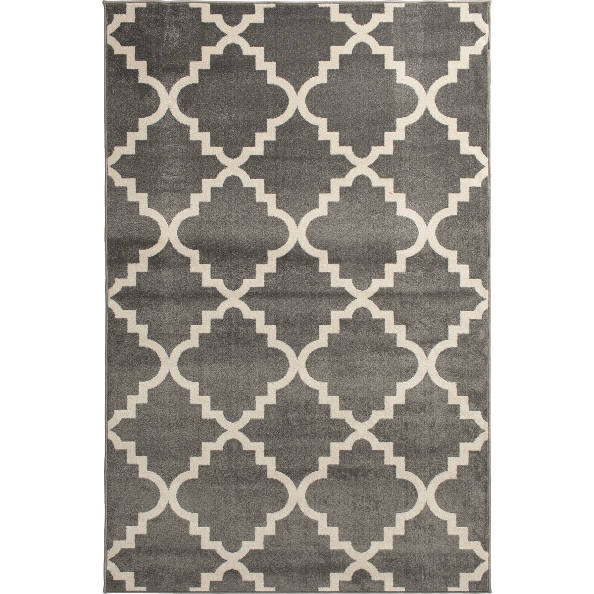 Backyard Bungalow 6 Ft. 6 In. x 9 Ft. 6 In. Canterbury Stone/Ivory Lattice Plush Outdoor Rug