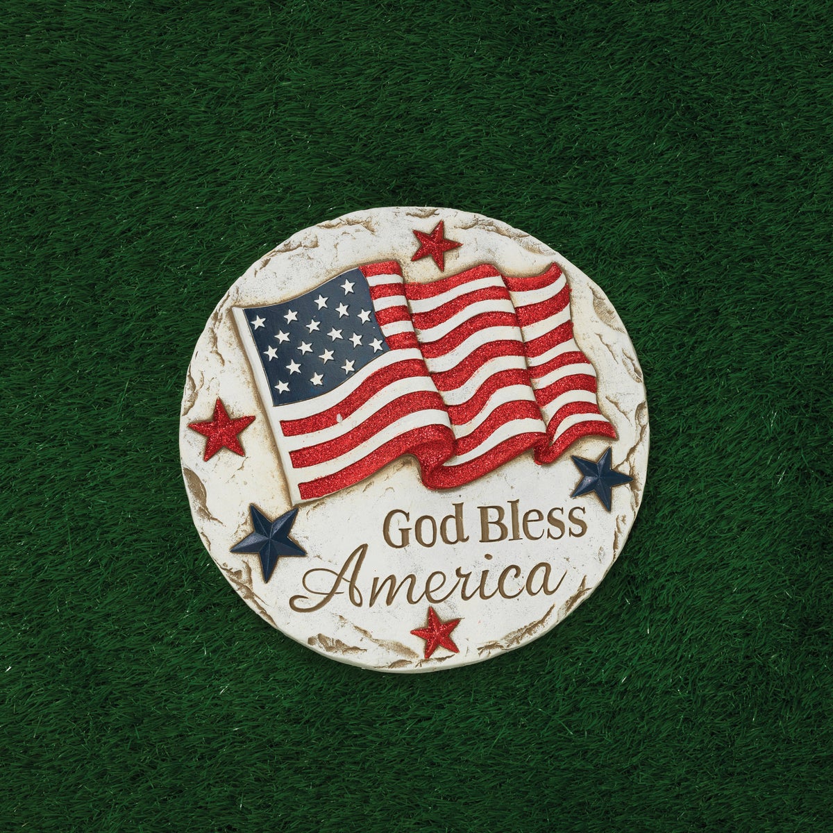Gerson Spring GIL 11.6 In. Cement God Bless America Stepping Stone