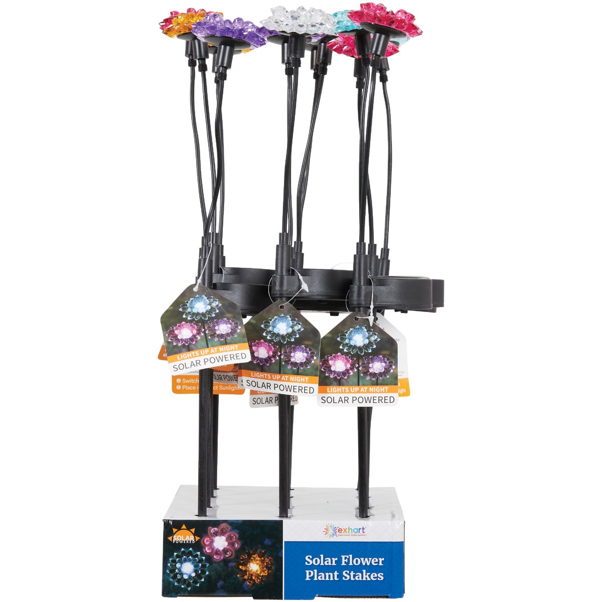 Exhart 16 In. LED Mini Dahlia Plant Solar Stake Light