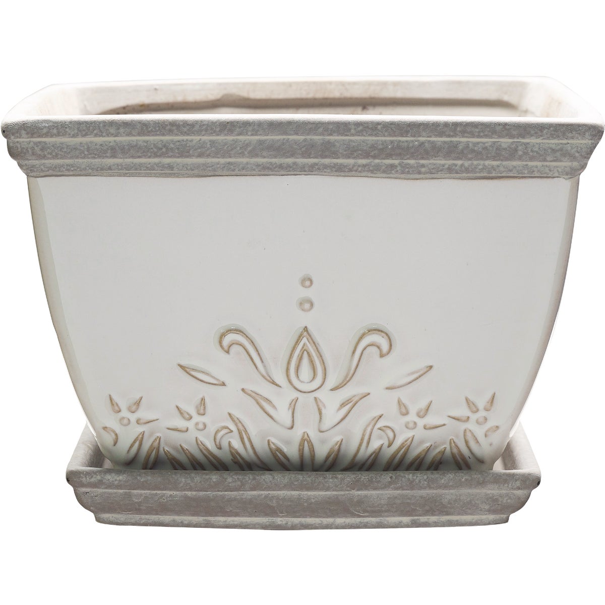 Southern Patio Brentwood 6 In. Ceramic White Planter