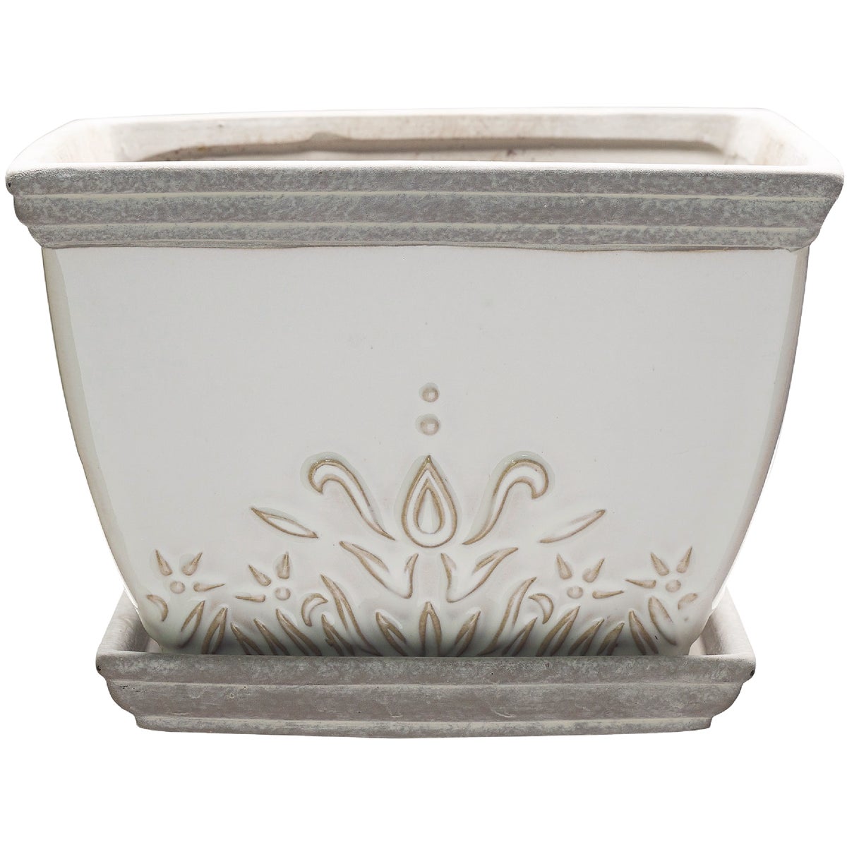 Southern Patio Brentwood 8 In. Ceramic White Planter