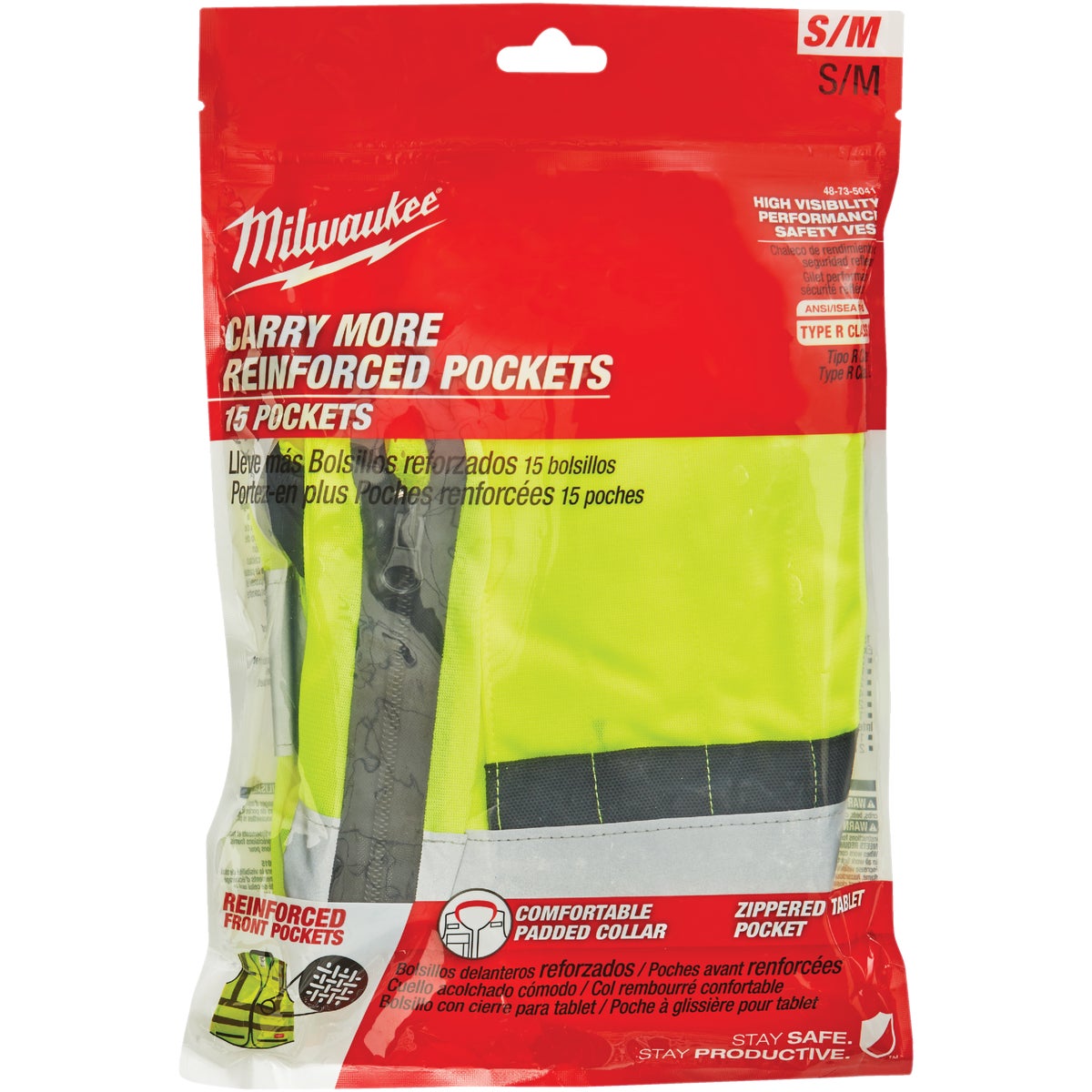 Milwaukee ANSI Class 2 Hi Vis Yellow Performance Safety Vest Small/Medium
