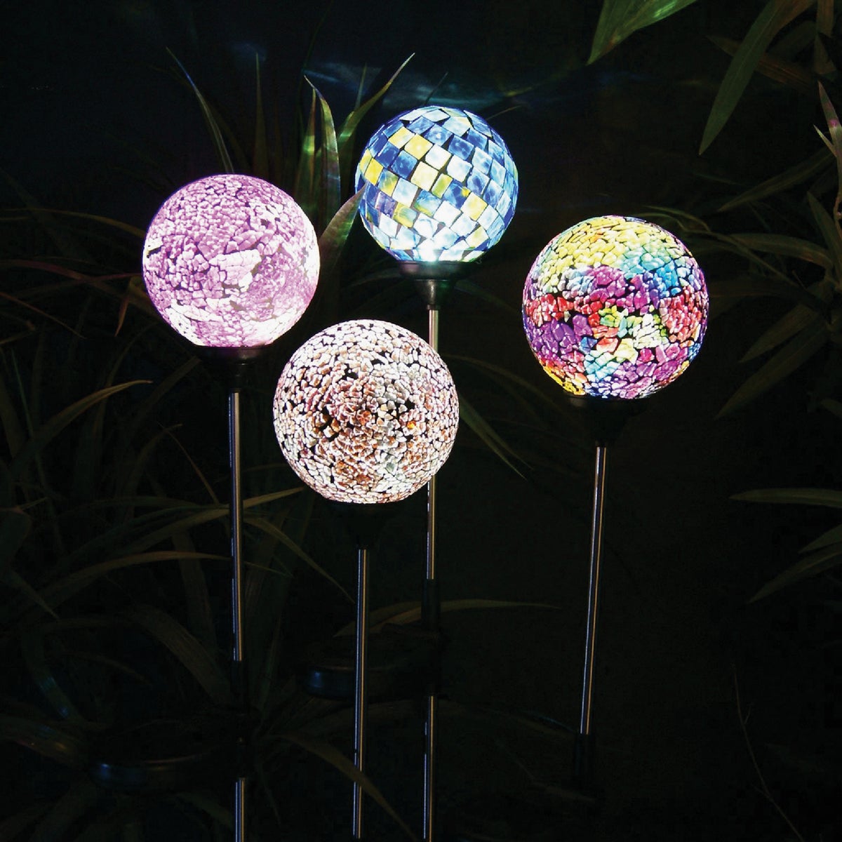 Alpine Glass Mosaic Globe 33 In. H. Solar Stake Light