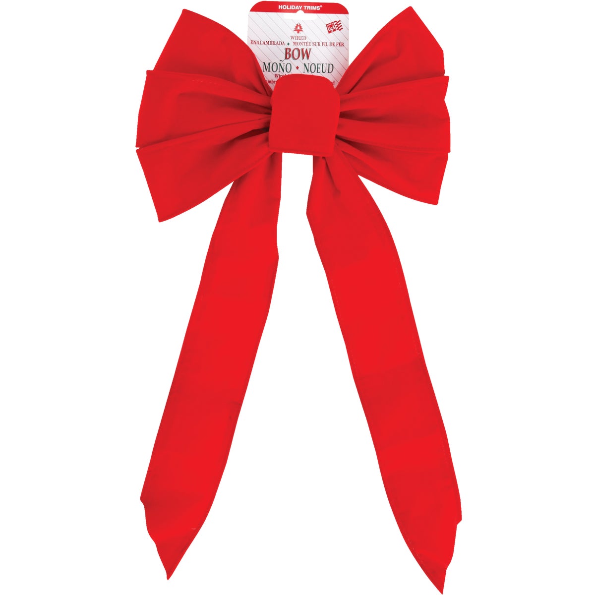 Holiday Trims 7-Loop 10 In. W. x 22 In. L. Red Velvet Wire Christmas Bow