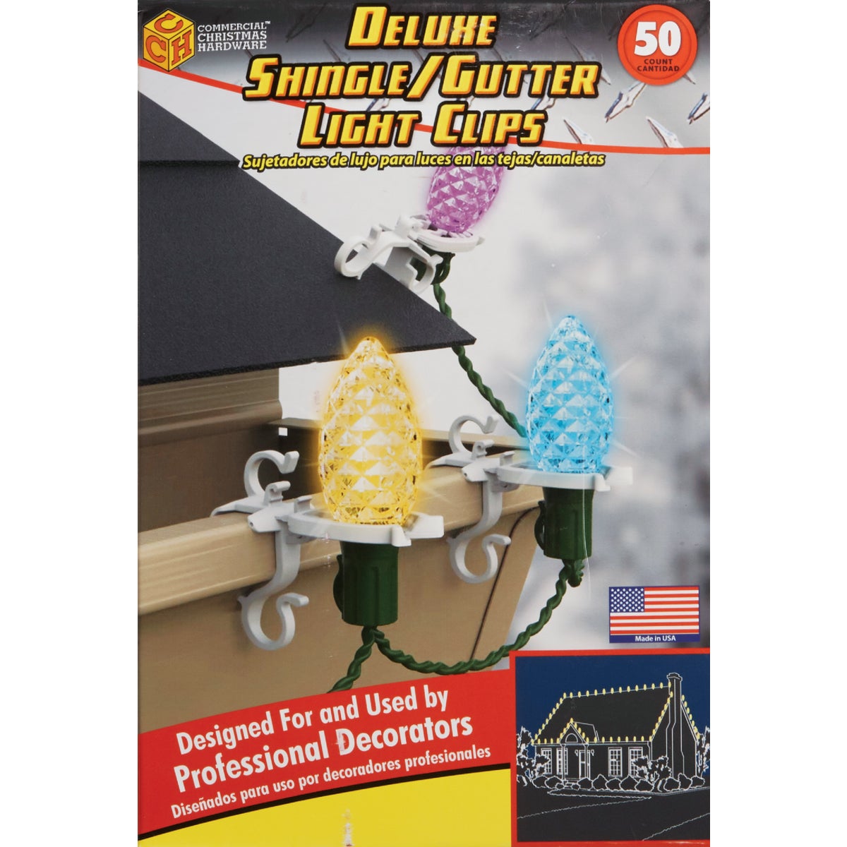 Commercial Christmas Hardware White Gutter & Shingle Deluxe Light Clips (50-Pack)
