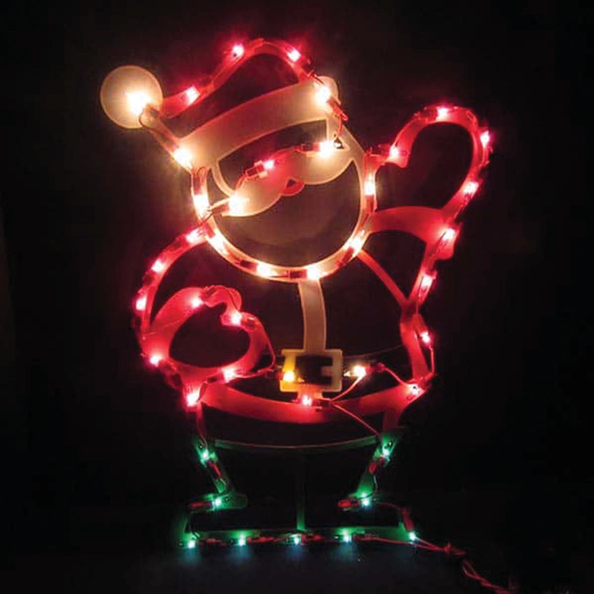 J Hofert 17.5 In. Pre-Lit Waving Santa Plaque with 43 Lights