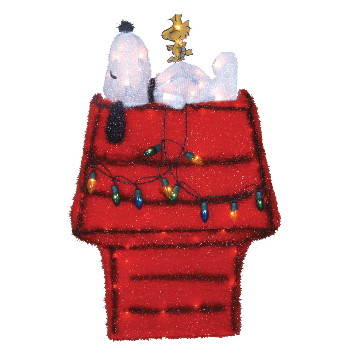 Peanuts 26 In. LED Snoopy & Woodstock on Doghouse Holiday Figure