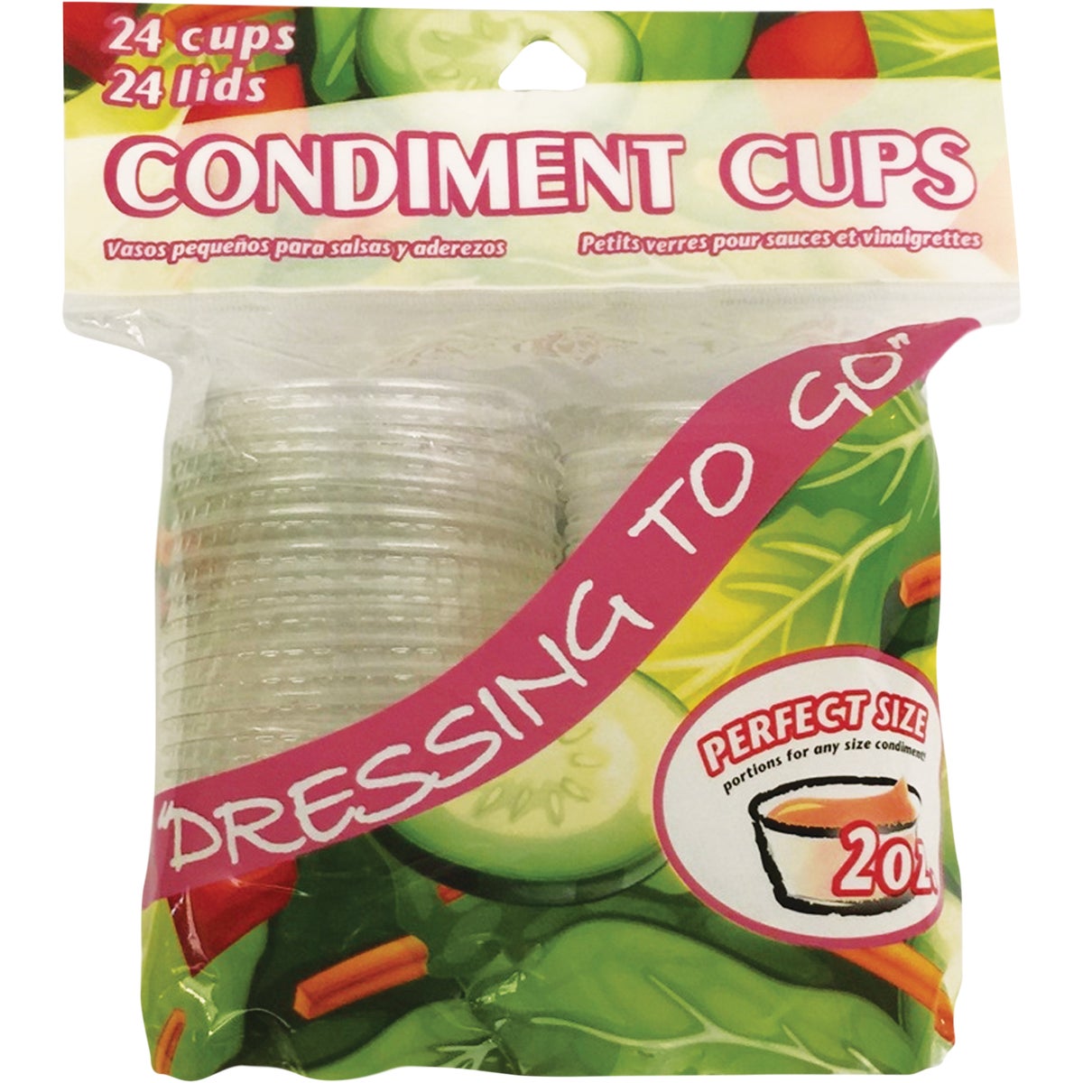 Jacent 2 Oz. Clear Plastic Condiment Cups with Lids (24-Pack)