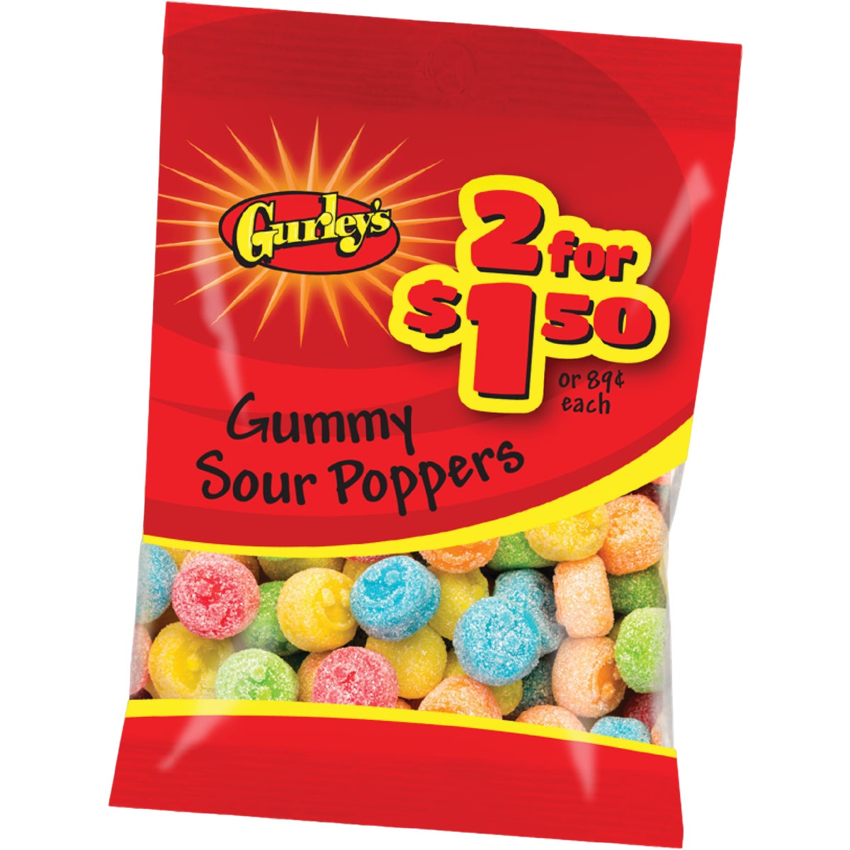 Gurley's Assorted Fruit Flavors 2.25 Oz. Sour Poppers Gummy
