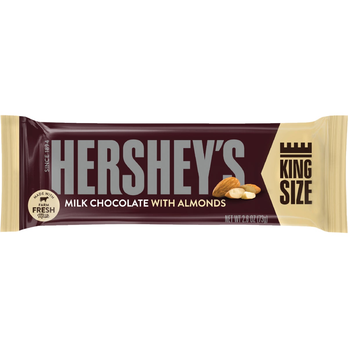Hershey's King Size 2.6 Oz. Milk Chocolate & Almonds Candy Bar