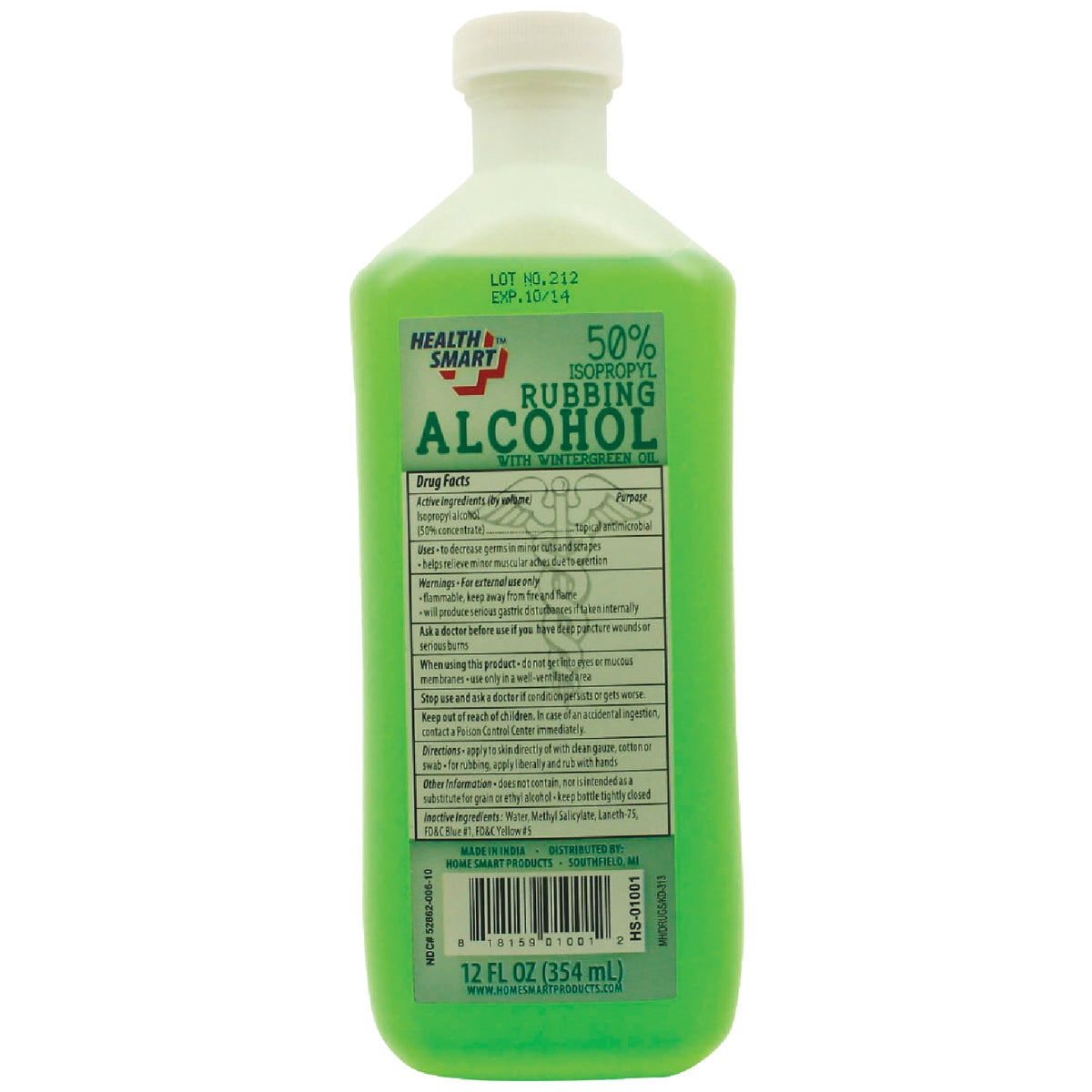 Health Smart 50% Rubbing Alcohol with Wintergreen Oil, 12 Oz.