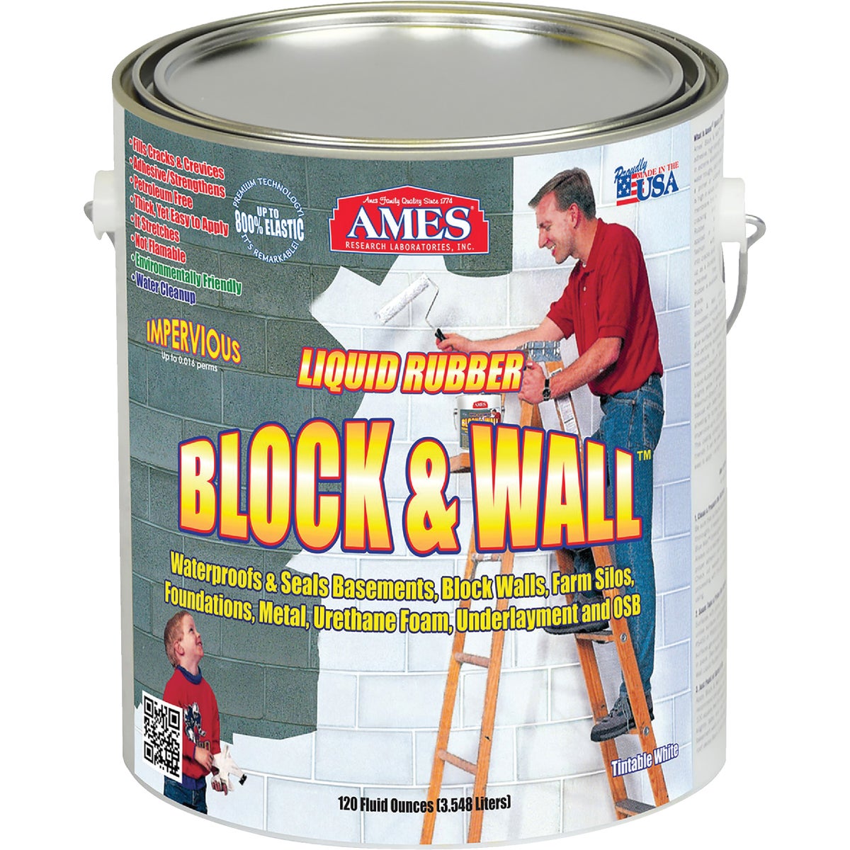 Ames Block & Wall 1 Gal. Liquid Rubber Membrane Basement Waterproofing Coating