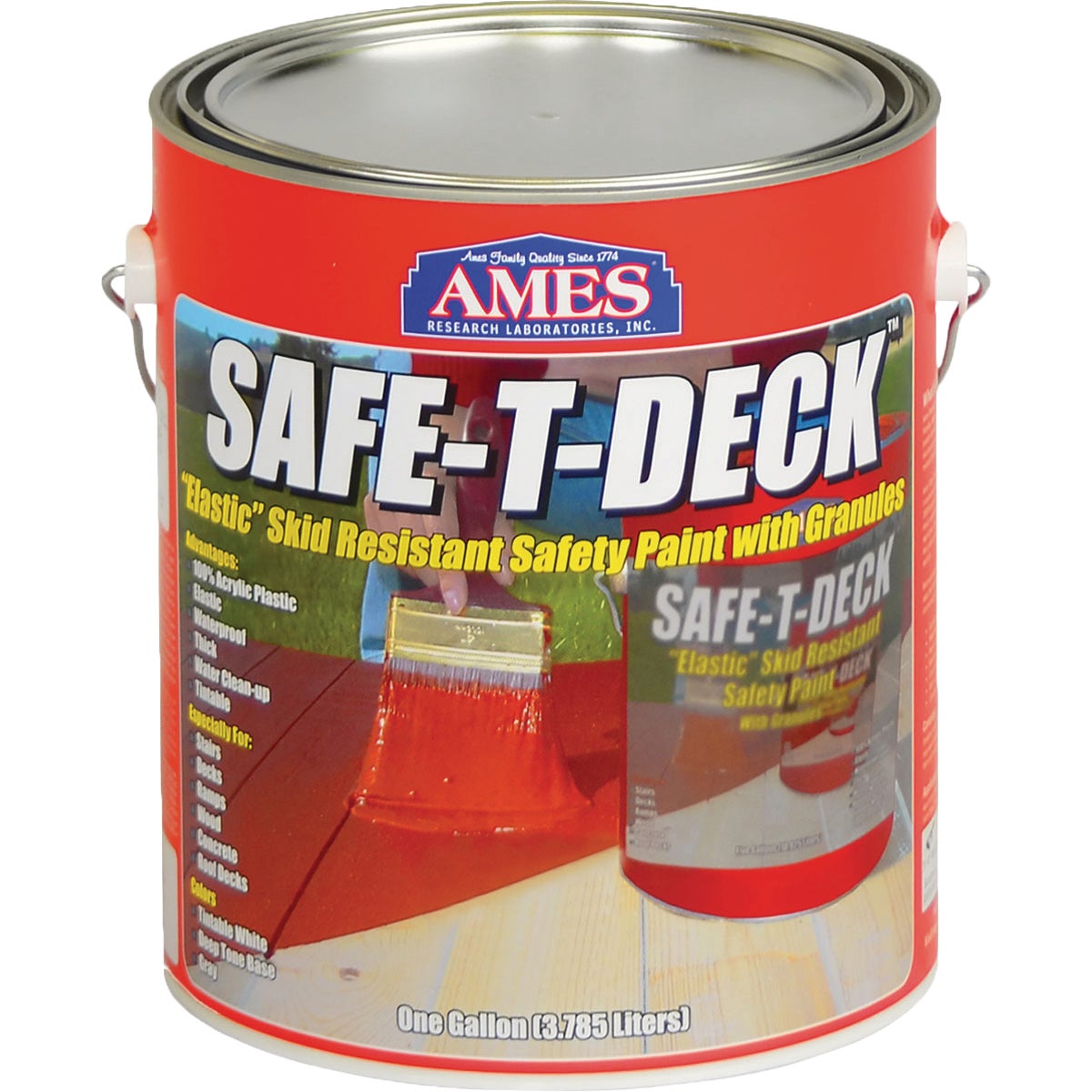 Ames Safe-T-Deck Gray Elastomeric Waterproofing Sealer Deck Paint, 1 Gal.