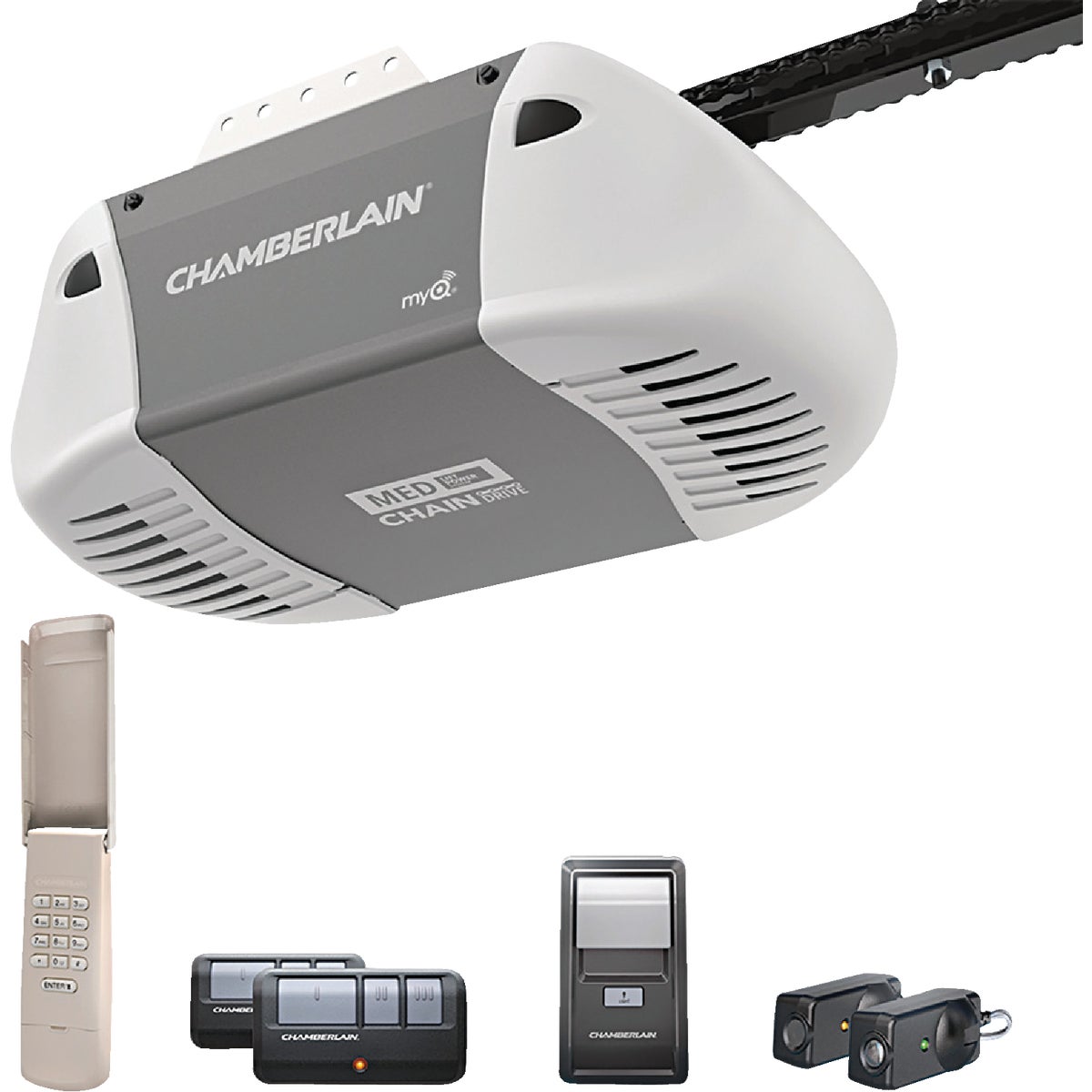 Chamberlain C-410 1/2 HP Durable Chain Drive Garage Door Opener with MED Lifting Power