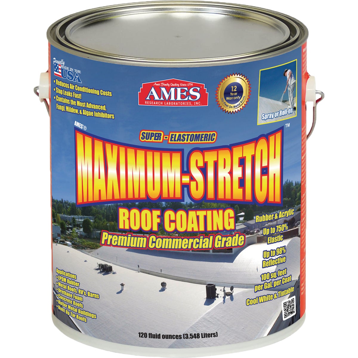 Ames Maximum-Stretch 1 Gal. Premium Rubber & Acrylic Elastomeric Roof Coating