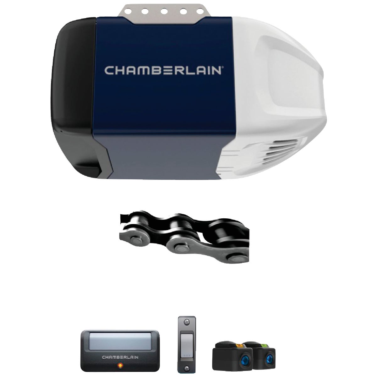 Chamberlain C2102 1/2 HP Durable Chain Drive Garage Door Opener with MED Lifting Power