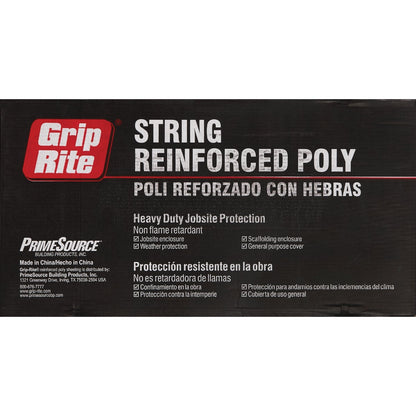 Grip Rite 40 Ft. X 100 Ft. String Reinforced Poly Film Clear 4 Mil. Plastic Sheeting