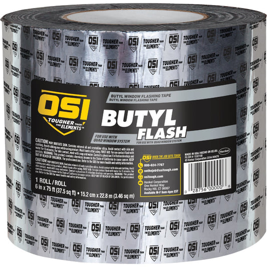 OSI 6 In. x 75 Ft. Black Butyl Window Wrap & Flashing Tape