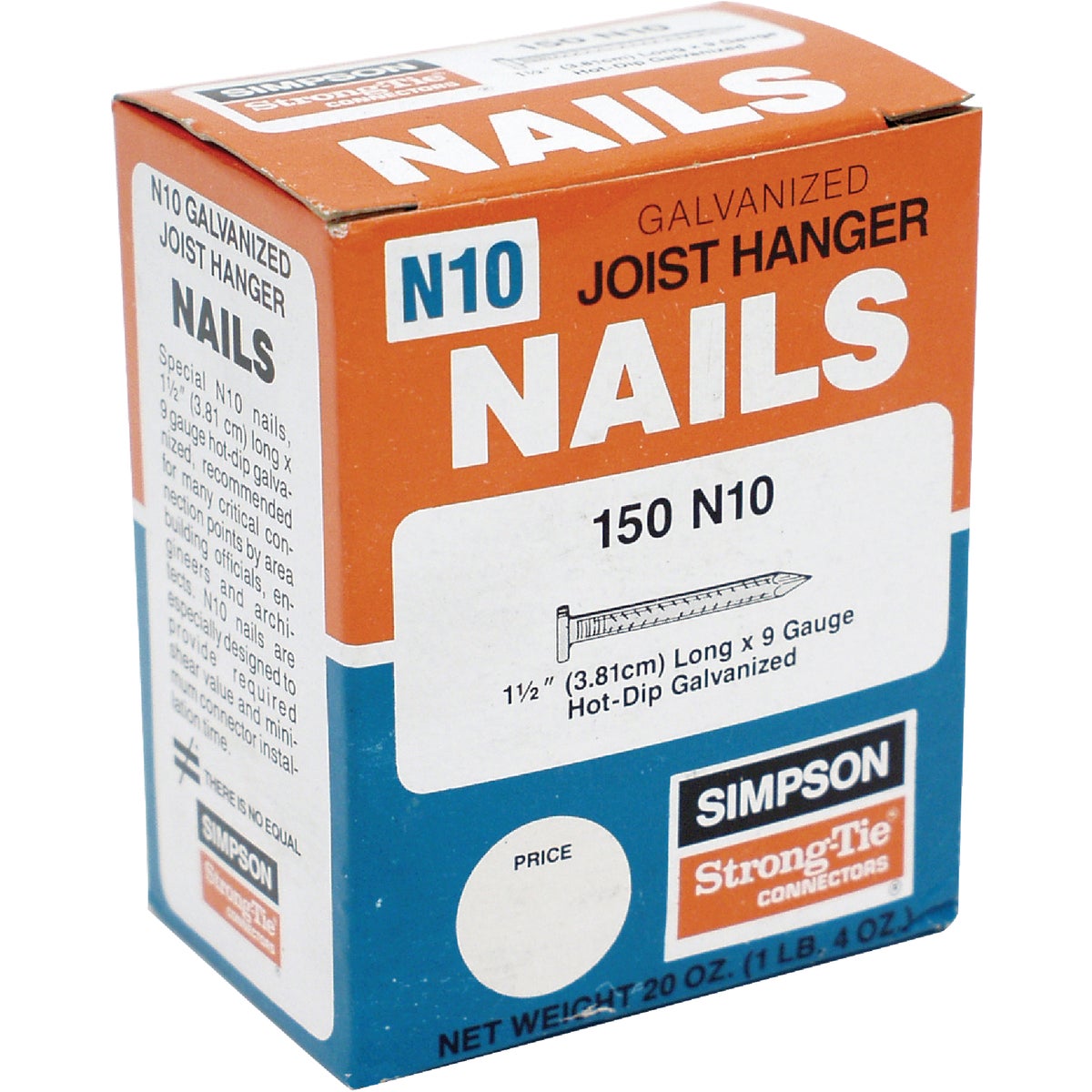 Simpson Strong-Tie 10d x 1-1/2 In. 9 ga Hot Dipped Galvanized Joist Nails (150 Ct., 50 lb)