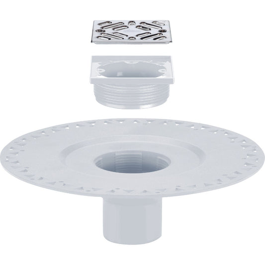 PROVA 2 In. PVC Shower Drain with Chrome Strainer