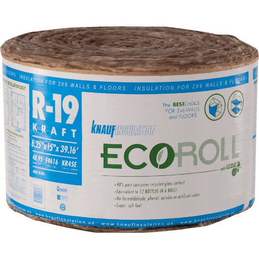 Knauf R-19 15 In. X 39 Ft. Kraft Faced Roll Fiberglass Insulation