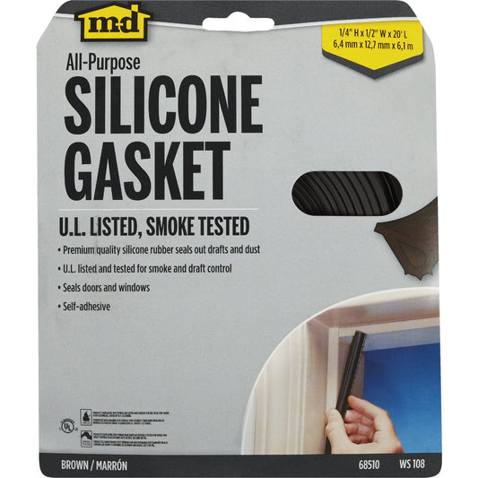 M-D Ultra Smoke Seal Brown 20' Door Gasket