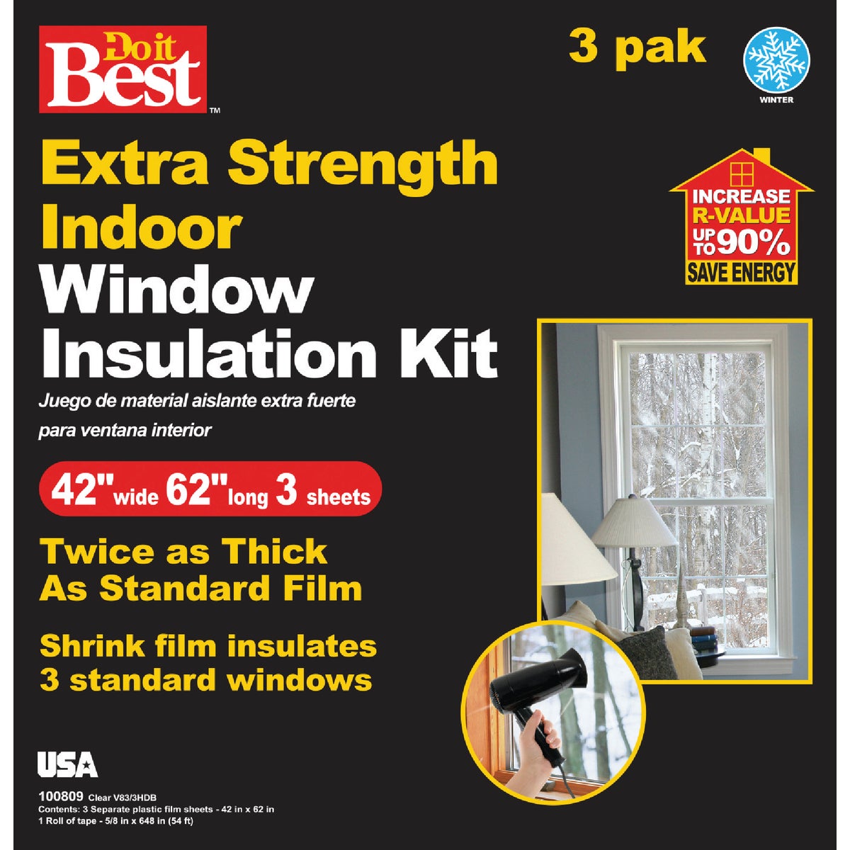 Do it Best 42 In. W. x 62 In. L. Indoor Shrink Window Film (3-Sheets)