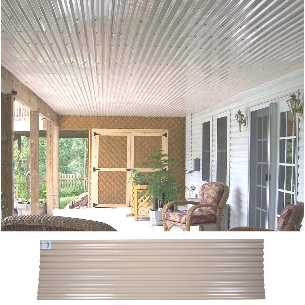 Tuftex Vinyl 26 In. x 10 Ft. Opaque Tan Square Wave  Vinyl Corrugated Panels