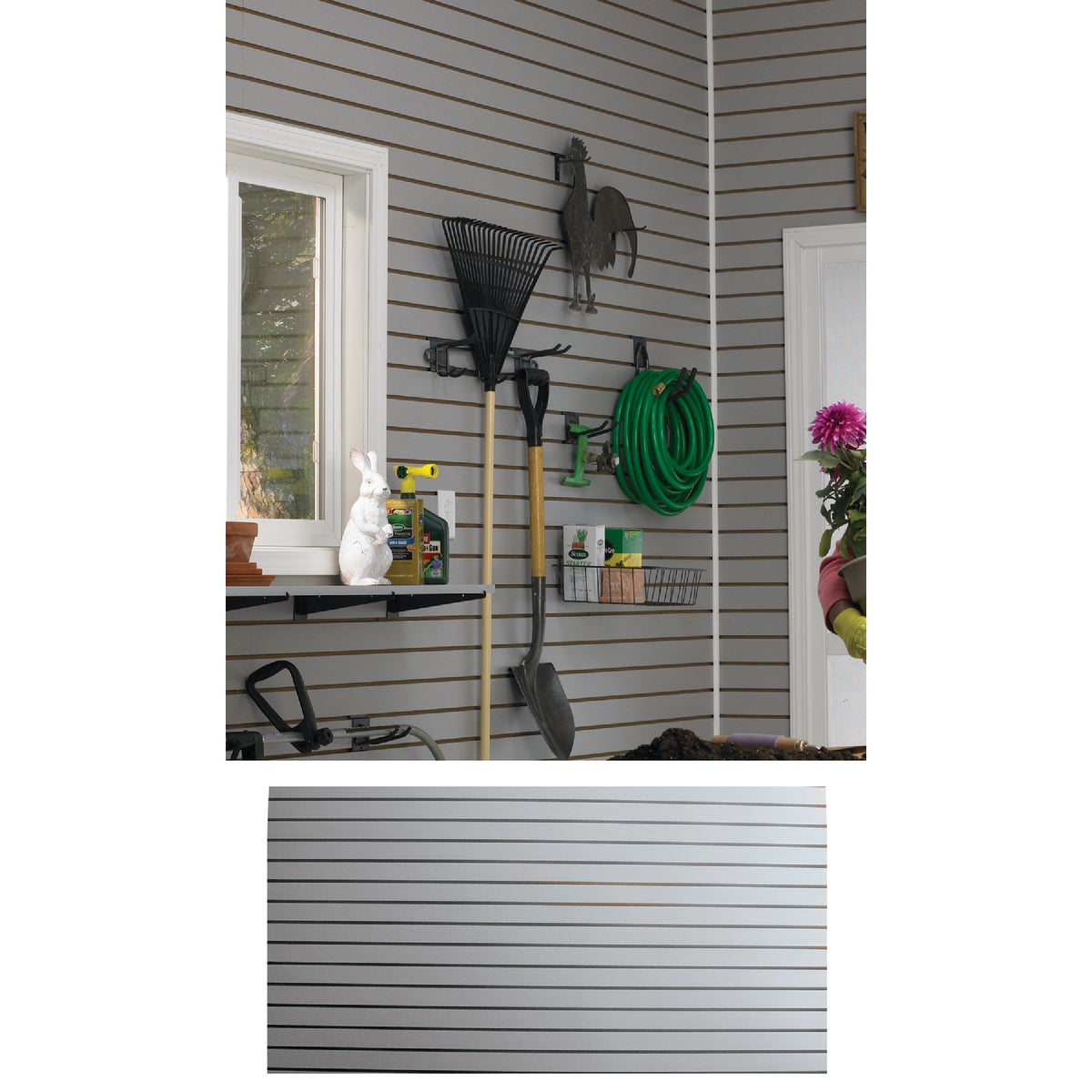 GarageEscape 4 ft. x 8 ft. Anchor Core Slatwall, Gray