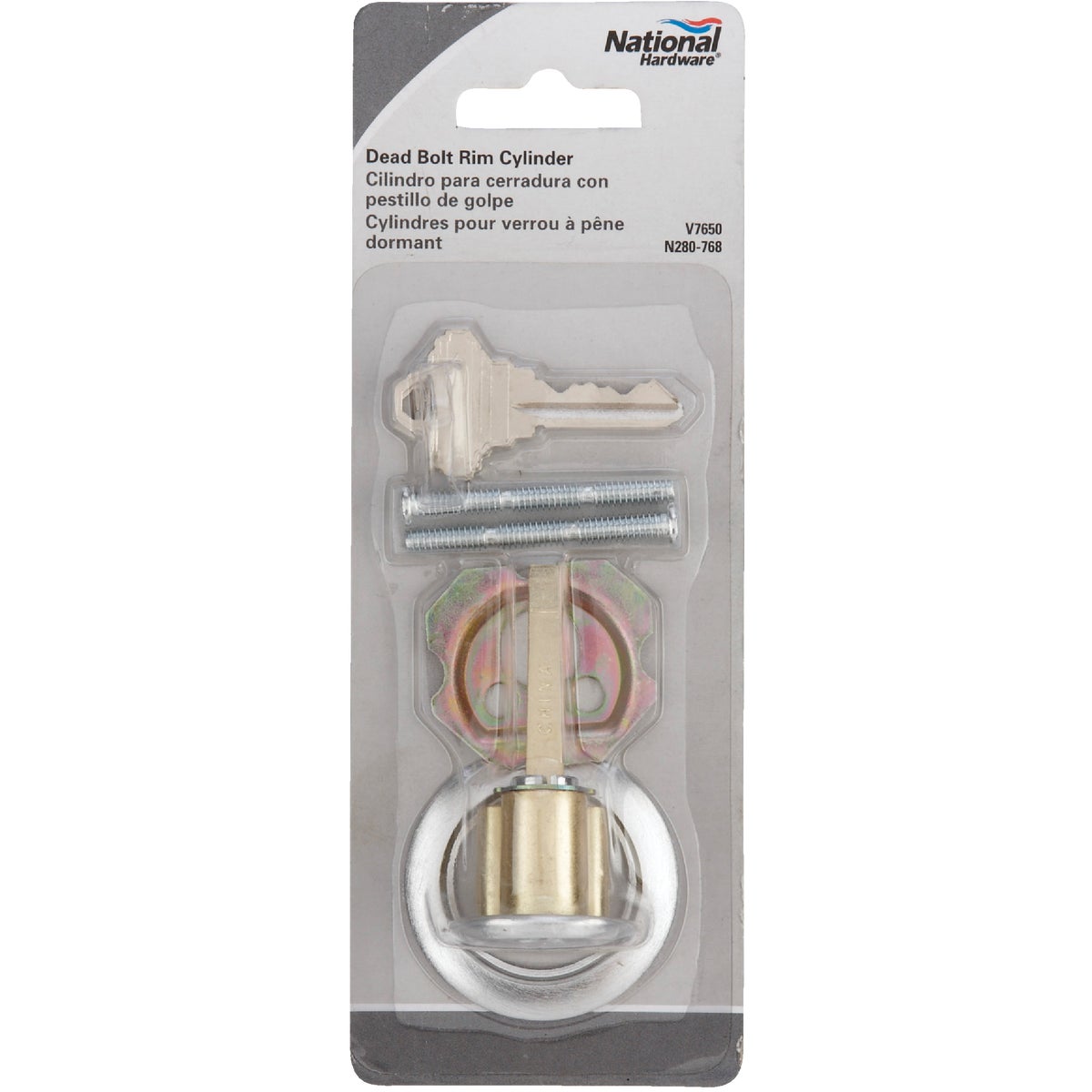 Prime-Line 5-Pin Brass Diecast Rim Cylinder Lock with Trim Ring