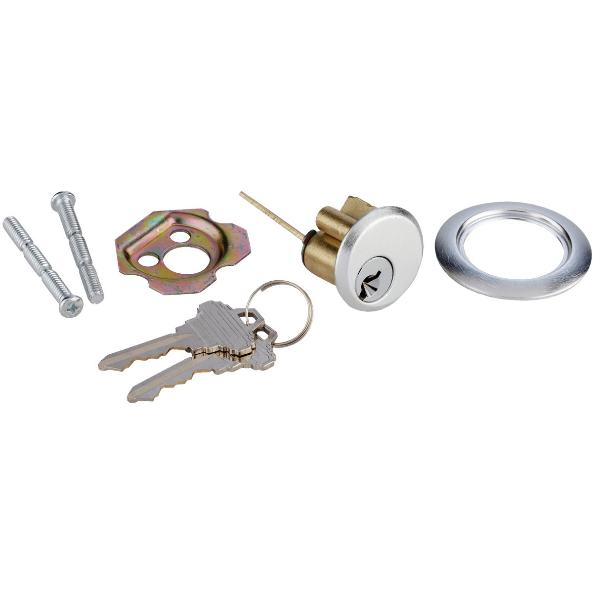 Prime-Line 5-Pin Brass Diecast Rim Cylinder Lock with Trim Ring