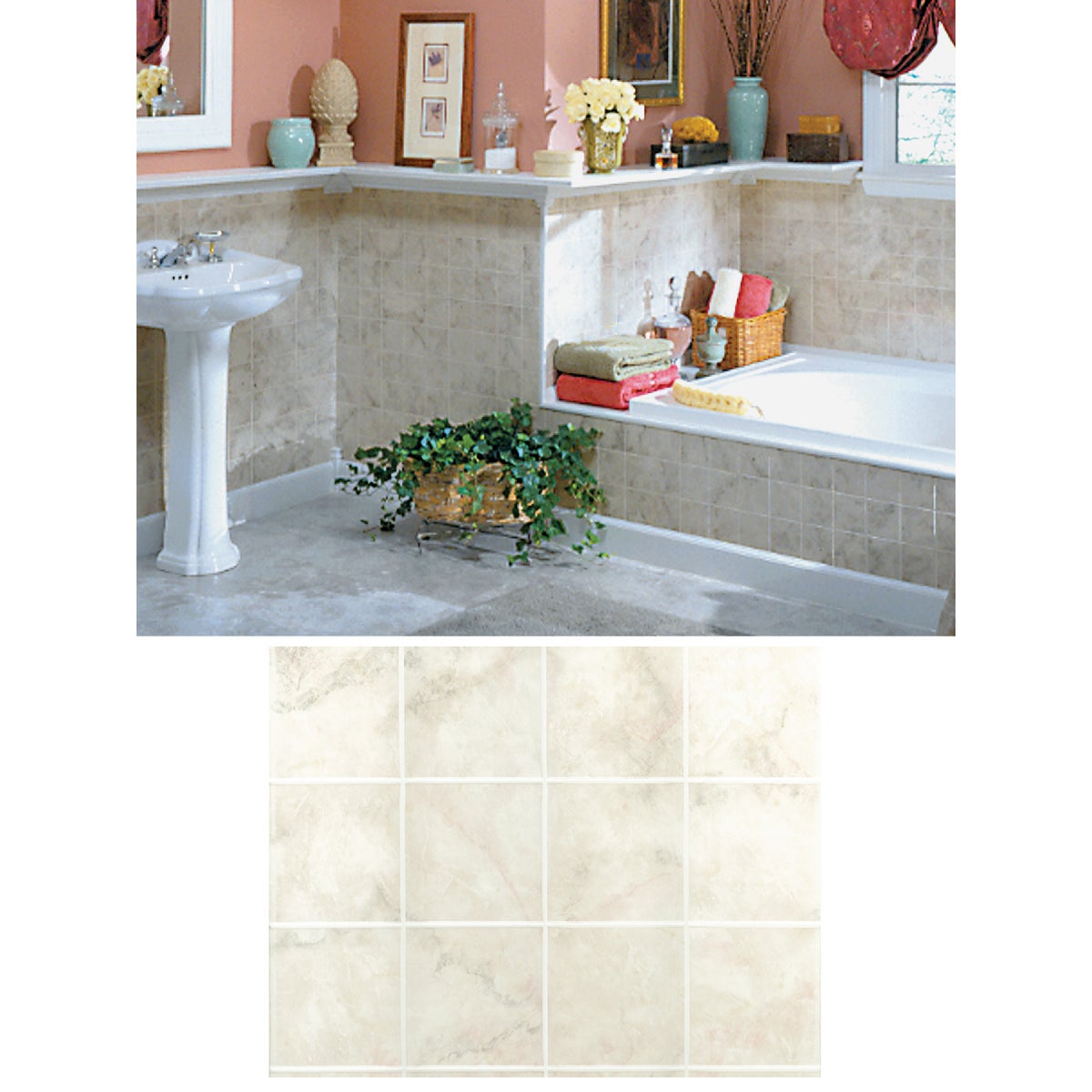 DPI AquaTile 4 Ft. x 8 Ft. x 1/8 In. Beige Milan Marble Tileboard Wall Tile