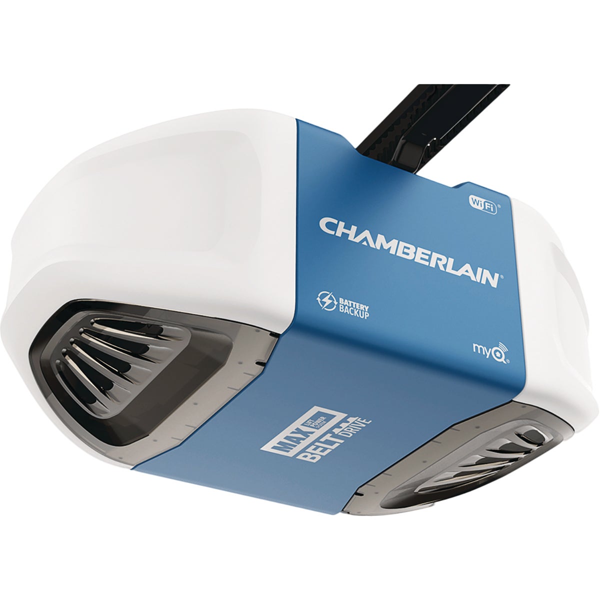 Chamberlain 1-1/4 HP Smartphone-Controlled Ultra-Quiet & Strong Belt Drive Garage Door Opener with Built-In WiFi, Battery Backup and MAX Lifting Power