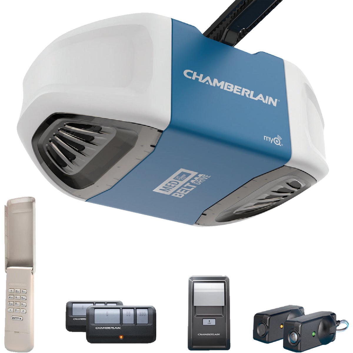 Chamberlain B-510 Quiet & Strong Belt Drive Garage Door Opener with MED Lifting Power