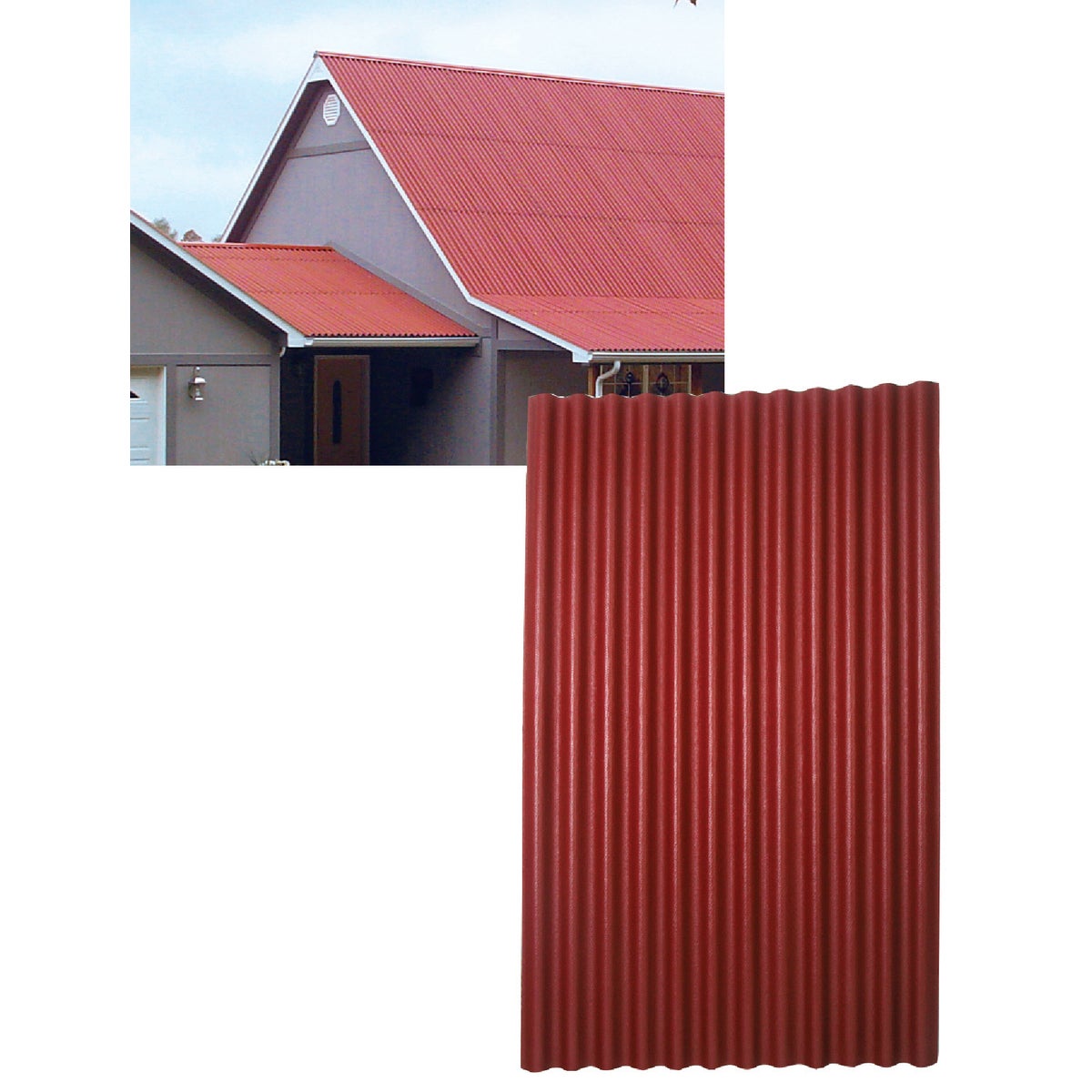 Ondura 48 In. x 79 In. Organic Fiber Core & Asphalt Red Ondura Corrugated Roofing Panels